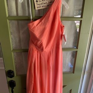 David’s bridal Coral Reef One shoulder dress